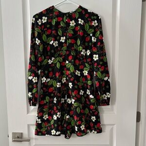 ZARA Strawberry Print Long Sleeve Romper – Size Small
